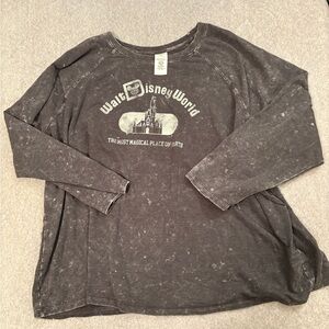 Disney Women's Black Mineral Wash Walt Disney World Pullover Sweatshirt